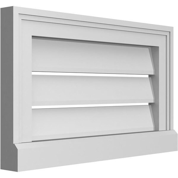 Vertical Surface Mount PVC Gable Vent: Functional, W/ 2W X 2P Brickmould Sill Frame, 20W X 12H